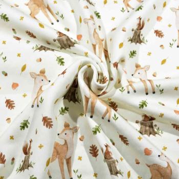 Preview: 70 cm Alpenfleece Waldtiere auf Ecru